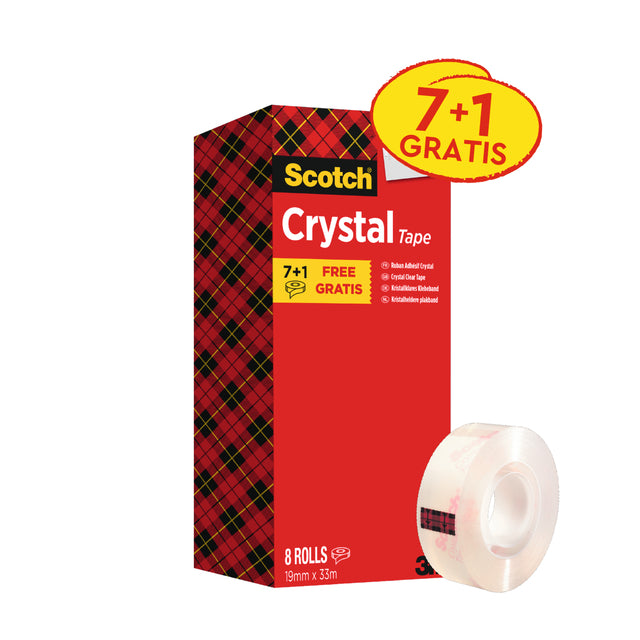 Scotch - Ruban adhésif Crystal 600 19mmx33m transparent 7+1 offert