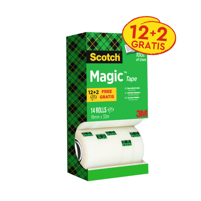Scotch - Ruban adhésif magic 810 19mmx33m mat 12+2 | 2 pièces
