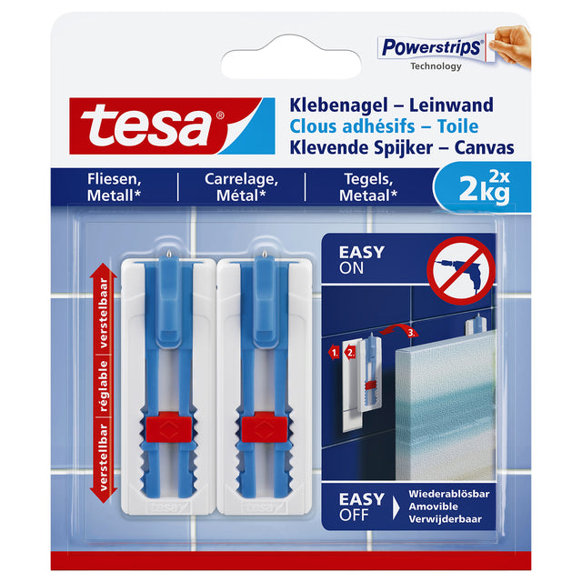 Tesa - Klebenagel® Leinwandfliesen und Metall 2kg weiß 2 Stück