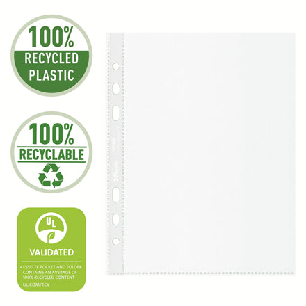 Esselte - sac de présentation perforé, 100% recyclé, ft A5, 70 microns, boîte de 100 pièces