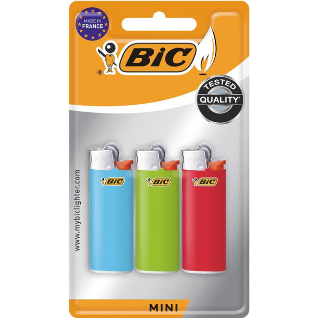 BIC - BIC Mini Flint leichter, verschiedene Farben, Blasen von 3 Teilen