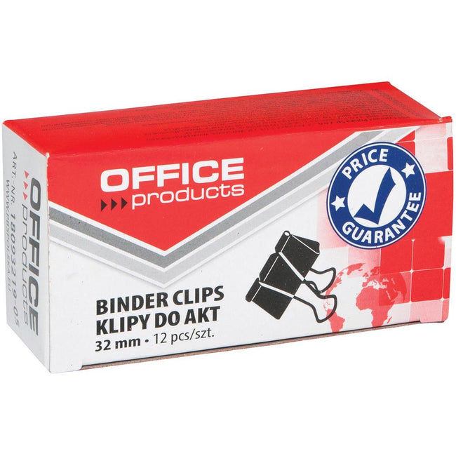 Produits OFFICE - clip rabattable, noir, 32 mm, boîte de 12 pièces