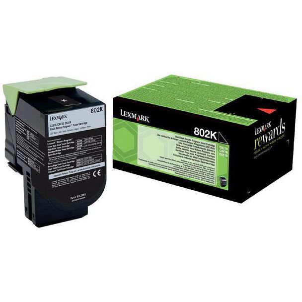 Lexmark - Retour Programme Toner 802, 1 000 pages, OEM 80C20K0, noir