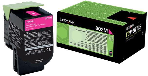 Lexmark - Retour Programme Toner 802, 1 000 pages, OEM 80C20M0, Magenta