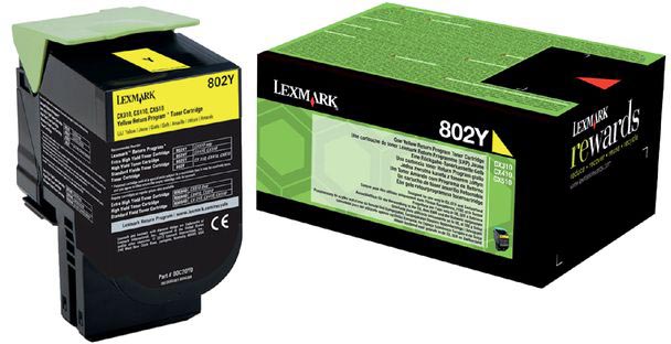 Lexmark - Retour Programme Toner 802, 1 000 pages, OEM 80C20Y0, GEEL