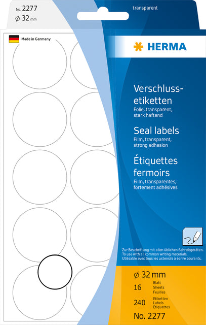 HERMA - Etiquette 2277 ronde 32mm transparente 240 pièces