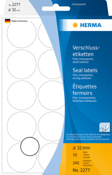 HERMA - Etiquette 2277 ronde 32mm transparente 240 pièces