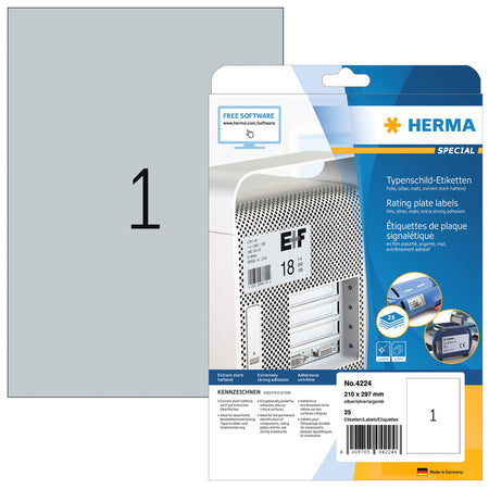 HERMA -  Etiket  4224 a4 210x297mm folie zi 25st | 32 stuks