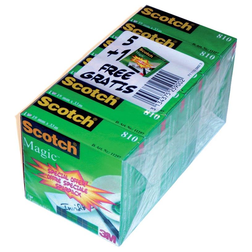 Scotch - Klebeband Magie e ft 19 mm x 33 m, Packung mit 6 Rollen