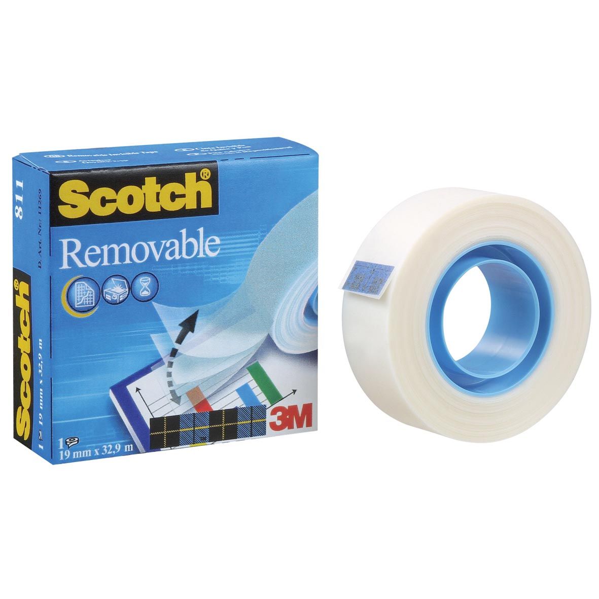 Scotch - Ruban adhésif Magic 811 19mmx33m invisible enlevable mat