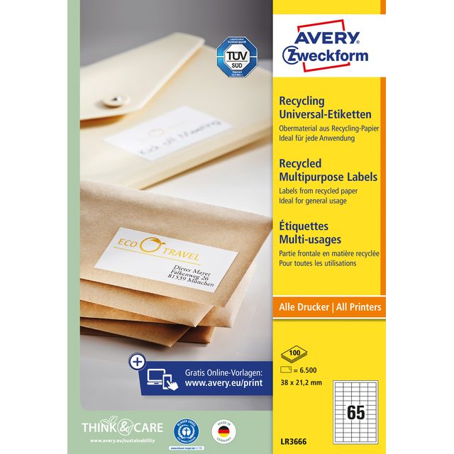 Avery Zweckform -  Etiket avery lr3666 38x21.2 wt 6500st