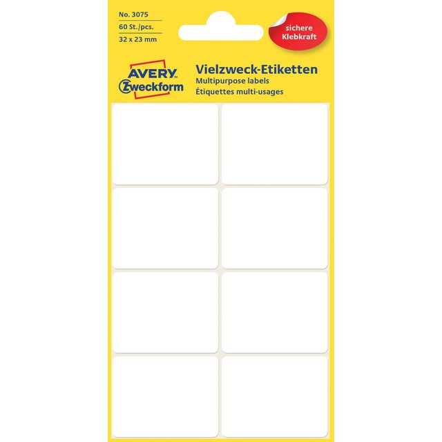 Avery Zweckform -  Etiket Zweckform 3075 32x23mm wit 60 etiketten | 10 stuks