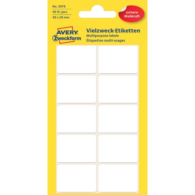 Avery Zweckform -  Etiket avery 3078 38x29mm wit 40st