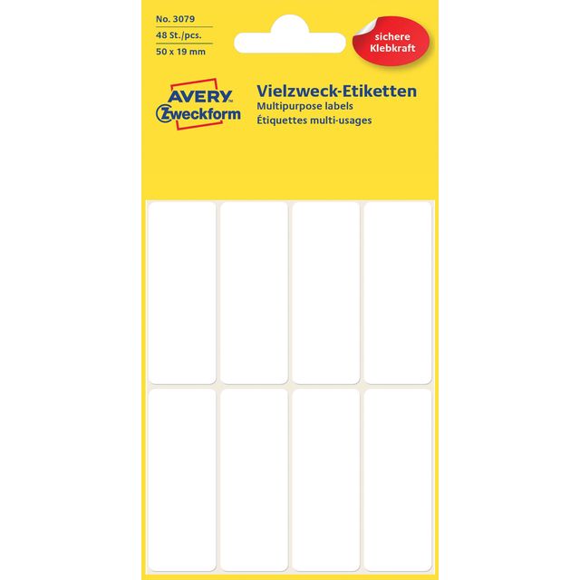 Avery Zweckform -  Etiket avery 3079 50x19mm wit 48st