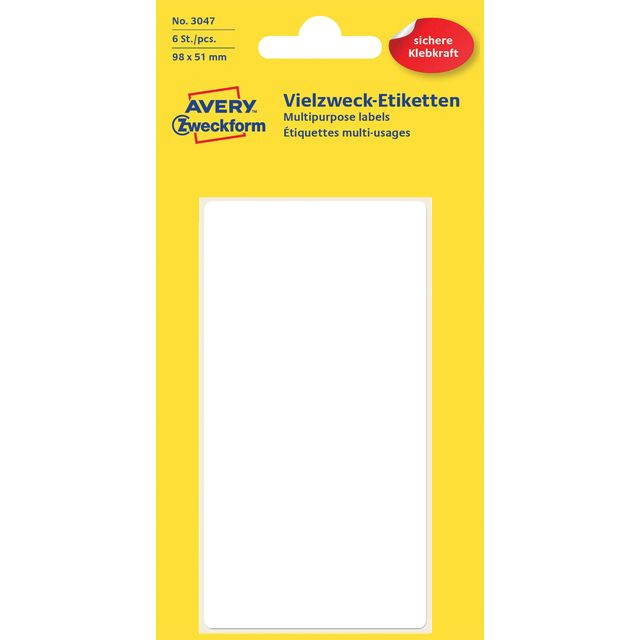 Avery Zweckform - Étiquette Zweckform 3047 98x51mm blanc 6 étiquettes | 10 pièces