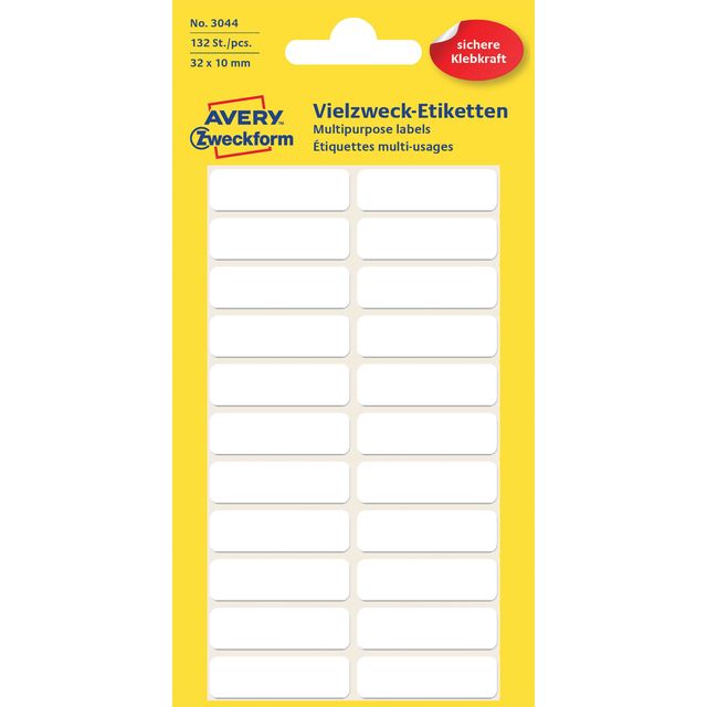 Avery Zweckform - Étiquette Zweckform 3044 32x10mm blanc 132 étiquettes | 10 pièces