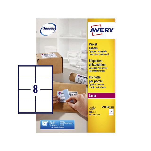 Avery - L7165B -100 Blocsout auto-adhésifs étiquettes Quickpeel, FT 99.1 x 67,7 mm (B x H), 800 étiquettes