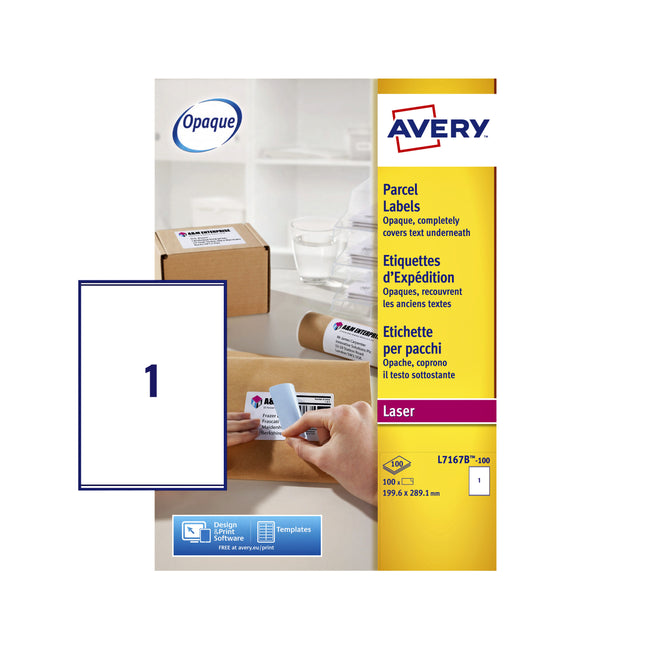 Avery - Etiquette L7167B-100 199,6x289,1mm blocage 100 étiquettes