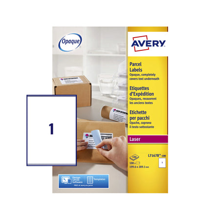 Avery – Etikett L7167B-100, 199,6 x 289,1 mm, Blockout, 100 Etiketten