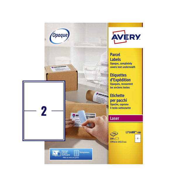 Avery -L7168B -100 Blockout Self -Adhäsive -Etiketten Quickpeel, Ft 199,6 x 143,5 mm (B X H), 200 Beschriftungen