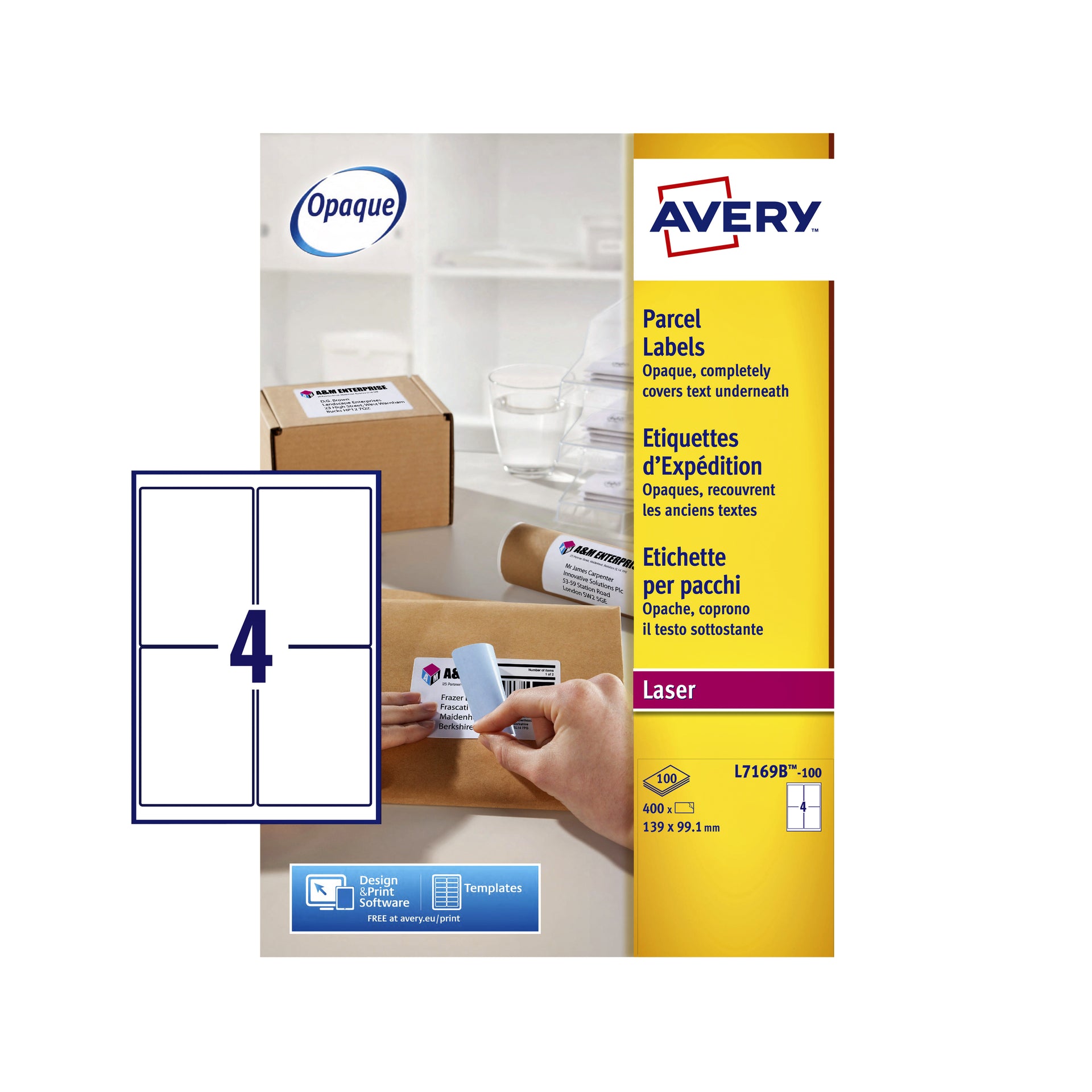 Avery - Etiquette L7169B-100 99,1x139mm blocage 400 étiquettes