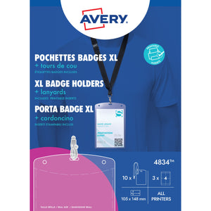 Avery - Badge 4834 Pochette A6 + cartes à insérer 10 pièces