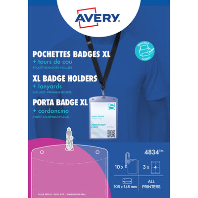 Avery - Badge 4834 Pochette A6 + cartes à insérer 10 pièces