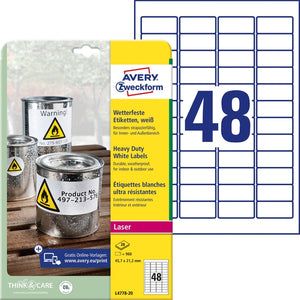 Avery -  Etiket  l4778-20 45.7x21.2mm wit 960st