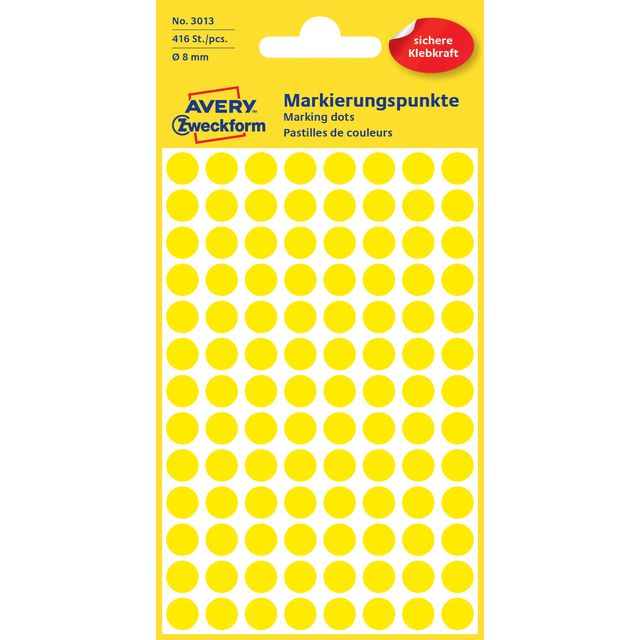 Avery Zweckform -  Etiket az 3013 rond 8mm geel 416 stuks