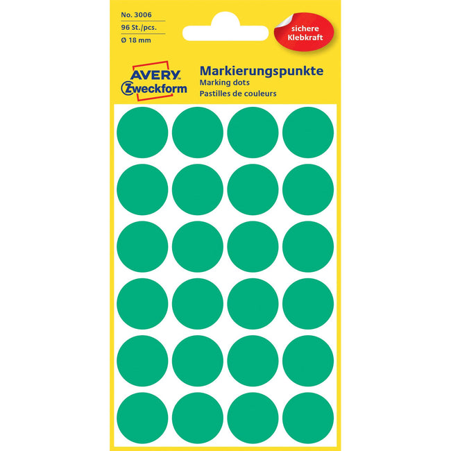 Avery Zweckform - Étiquette Zweckform 3006 ronde 18mm vert 96 pièces
