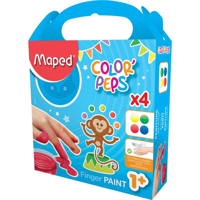 Maped -  vingerverf Color'Peps Early Age, doos van 4 potjes van 80 ml in geassorteerde kleuren