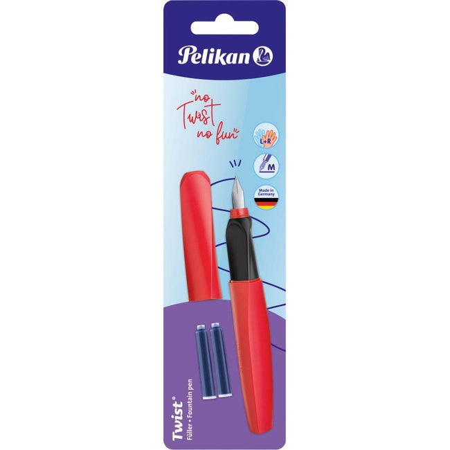 Pelikan - Twist vulpen, op blister, rood (Fiery Red)