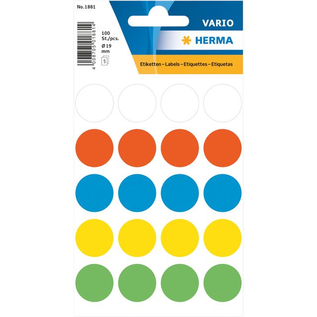 HERMA - Etikett 1881 rund 19mm sortiert 100 Stück