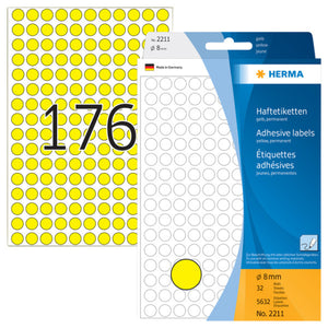 HERMA - Etikett 2211 rund 8mm gelb 5632 Stück