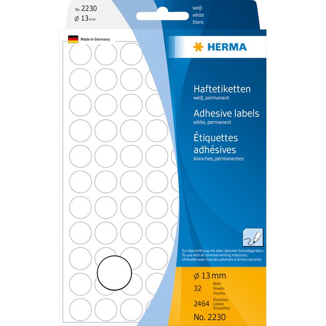 HERMA - Etiquette 2230 ronde 13mm blanc 2464 pièces