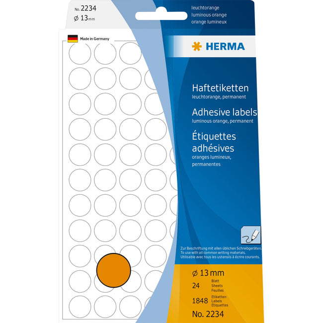 HERMA -  Etiket  2234 rond 13mm fluor oranje 1848st