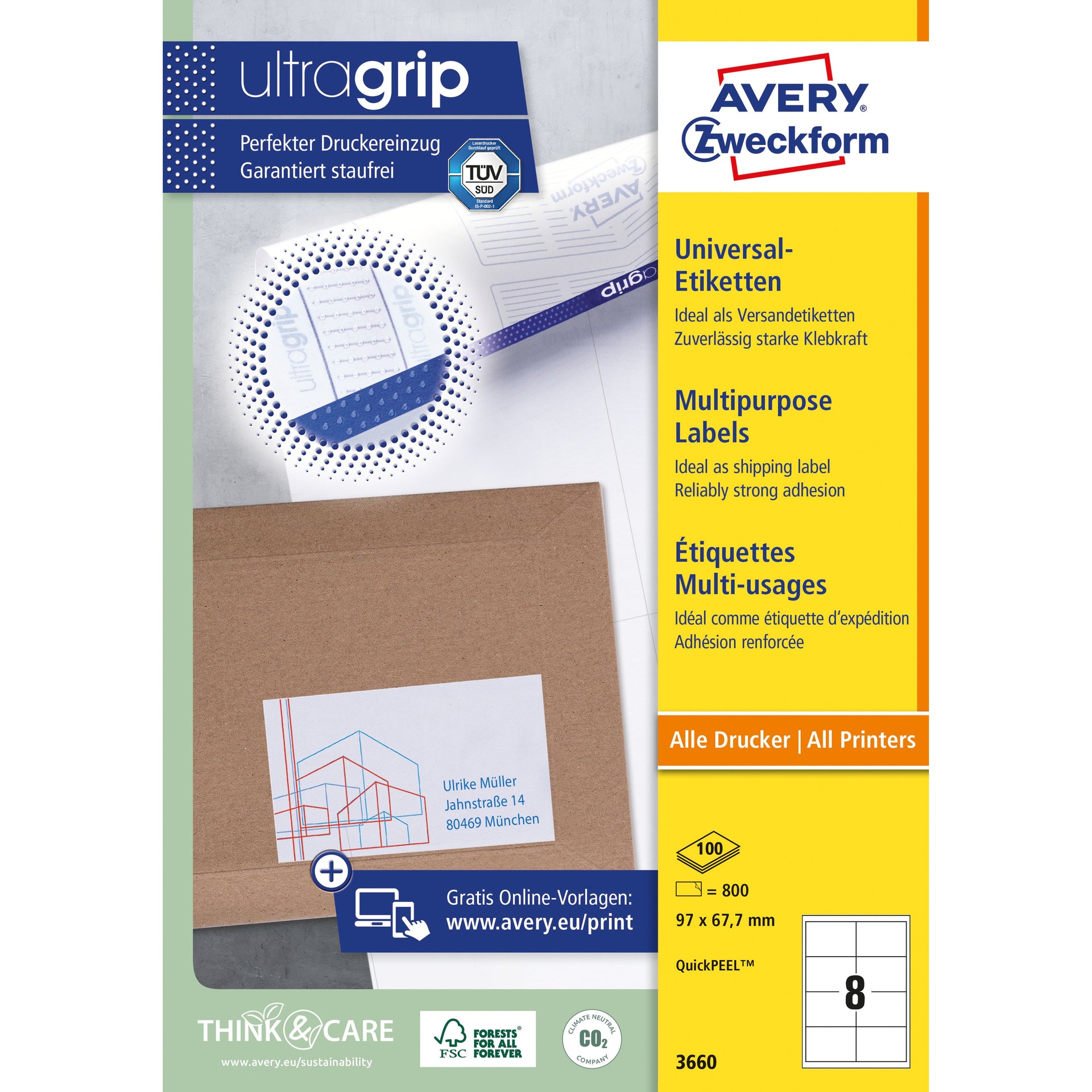 Avery Zweckform - Étiquette Zweckform 3660 97x67,7mm blanc 800 pièces
