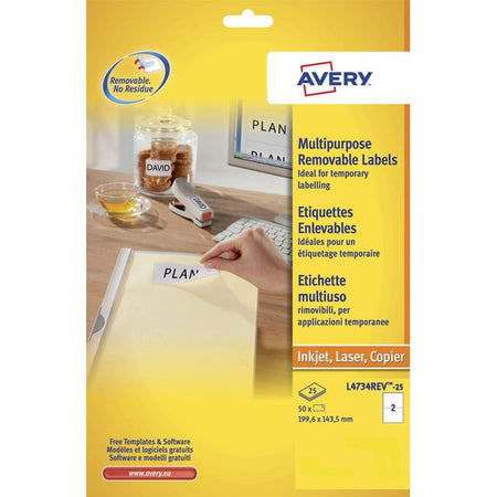 Avery -  Etiket  l4734rev 199.3x143.5mm wit 50st