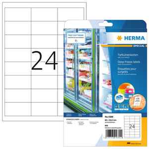 HERMA -  Etiket  4389 66x33.8mm diepvries wit 600st