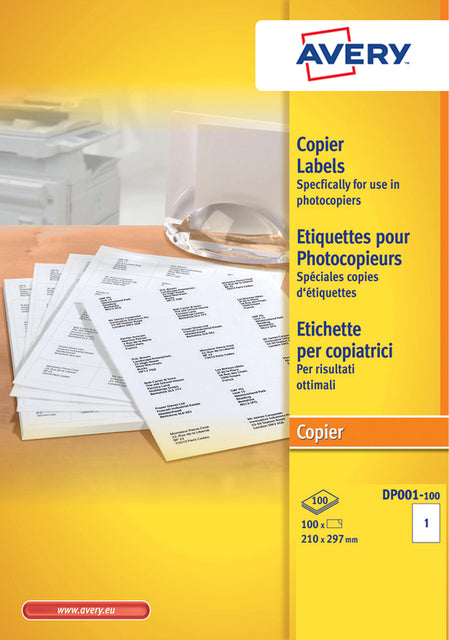 Avery - Etiquette DP001 210x297 blanc 100 étiquettes