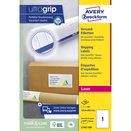 Avery - Étiquette L7167-100 199,6x289,1mm 100 pièces blanc