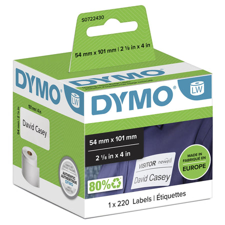 Dymo -  Etiket  labelwriter naamkaart 54x101 wit | 6 stuks