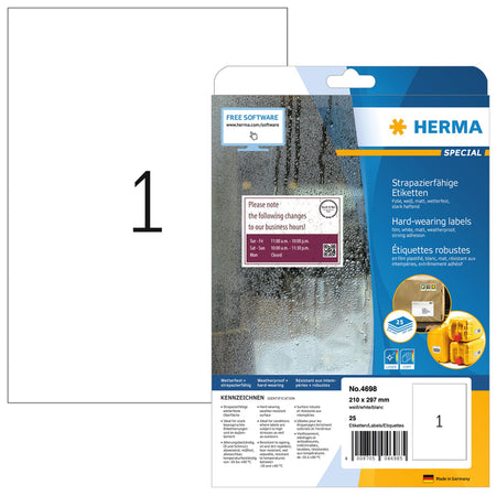 HERMA -  Etiket  4698 210x297mm wit 25st