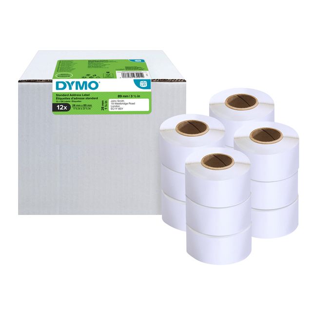 Dymo -  Etiket LabelWriter adressering 28x89mm 12 rollen á 130 stuks wit