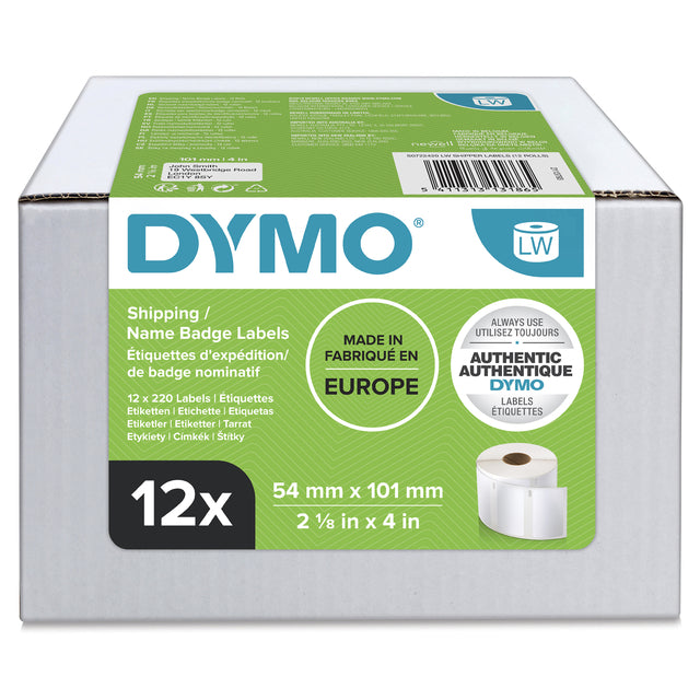 Dymo - Etiket LabelWriter carte de visite 54x101mm 12 rouleaux de 220 pièces blanc