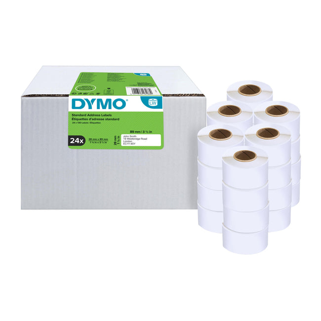 Dymo -  Etiket LabelWriter adressering 28x89mm 24 rollen á 130 stuks wit