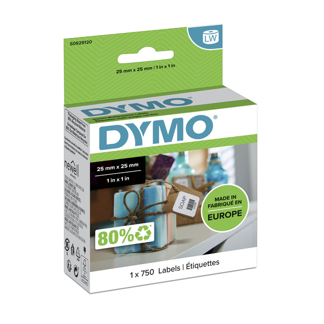 Dymo - Etiket LabelWriter multifunktional 25x25mm 1 Rolle à 750 Stück weiß