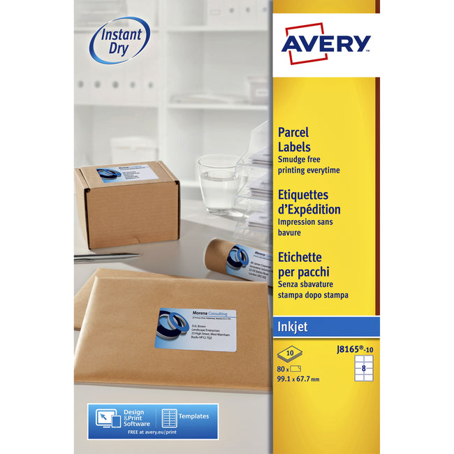 Avery - Etikett J8165-10 99,1 x 67,7 mm weiß 80 Etiketten | 10 Stück