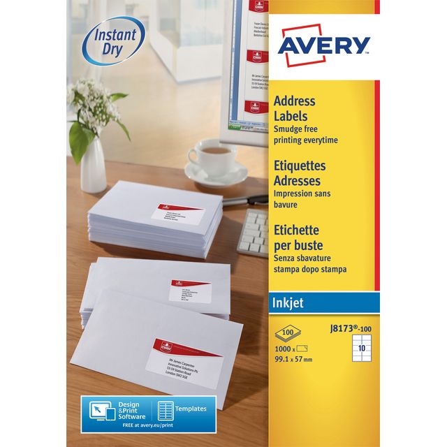 Avery -  Etiket  j8173-10 99.1x57mm wit 100 stuks