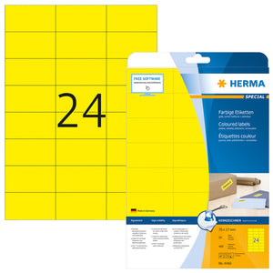 HERMA -  Etiket  4466 70x37mm verwijderbaar geel 480st
